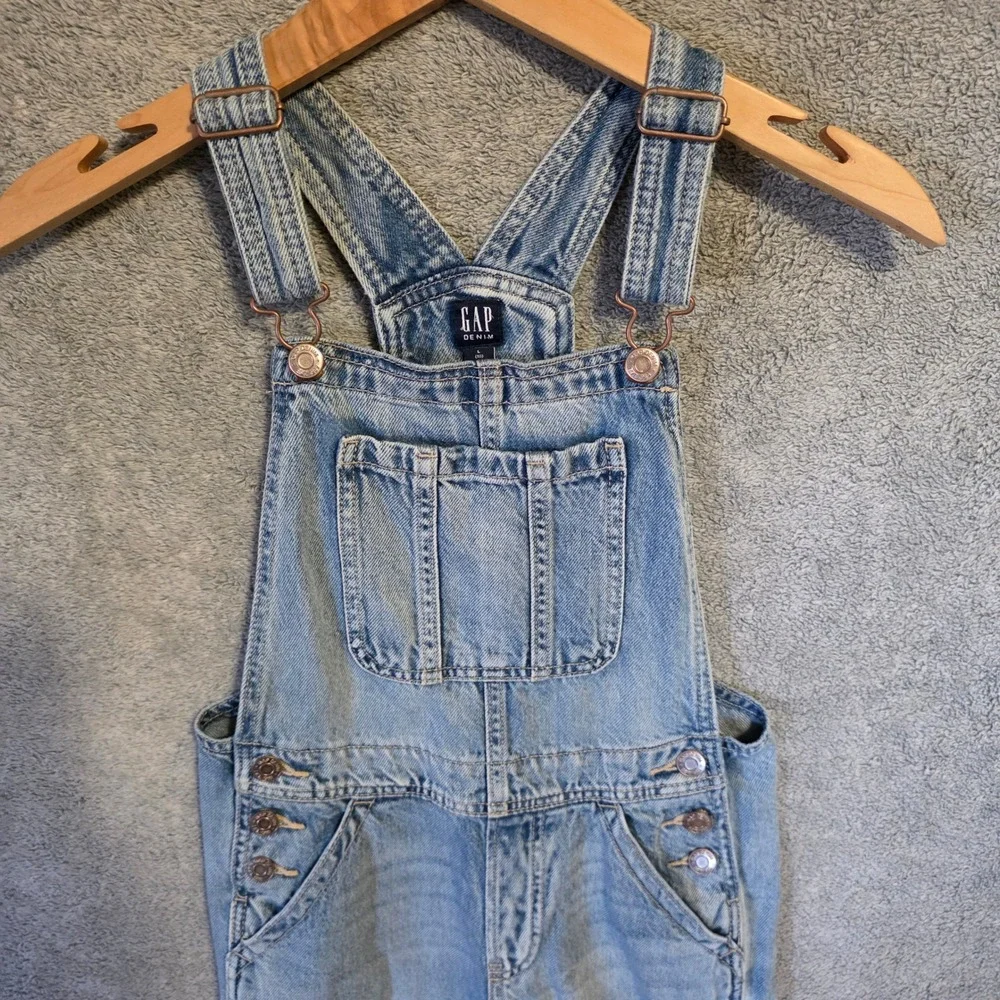 GAP Denim Kids Girls Size Large 10 Light Wash Cotton Straight Leg Overalls